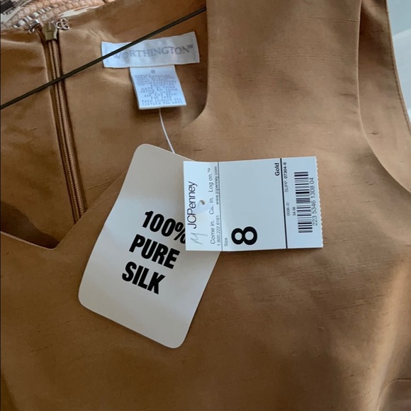 NWT- Gold Silk Dress - Picture 3 of 3